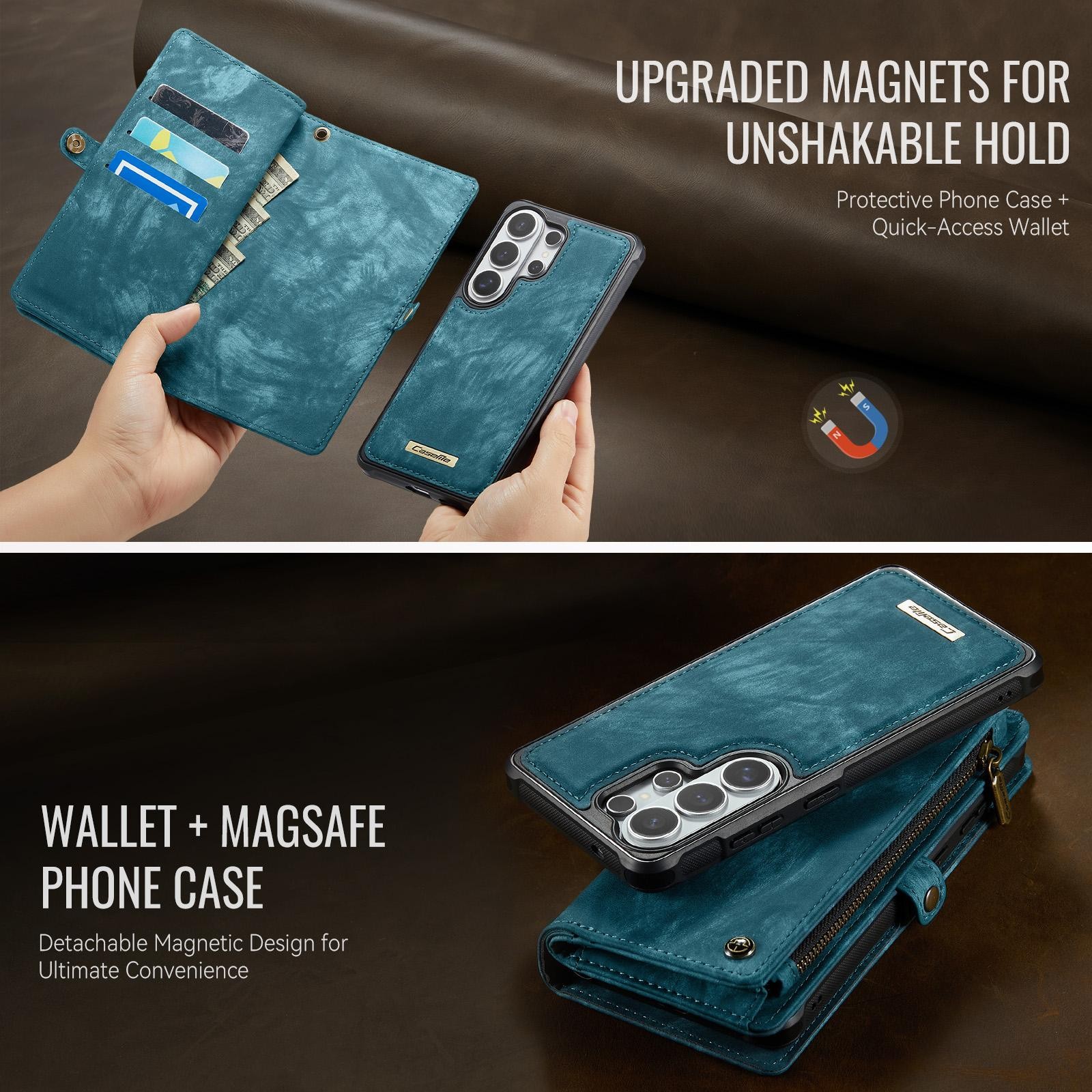 CaseMe 008 Samsung Galaxy S26 Ultra 5G Θήκη Πορτοφόλι με Αποσπώμενη Θήκη Σιλικόνης - Blue