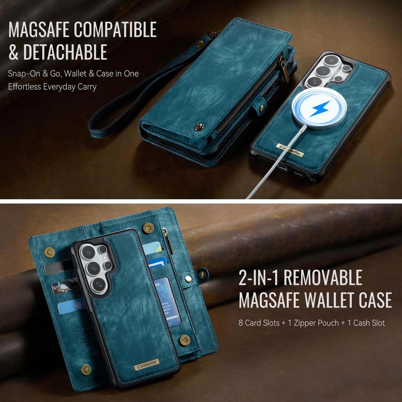CaseMe 008 Samsung Galaxy S26 Ultra 5G Θήκη Πορτοφόλι με Αποσπώμενη Θήκη Σιλικόνης - Blue
