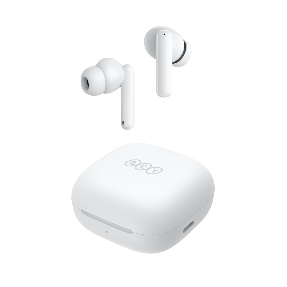 QCY-T13 ANC Bluetooth Handsfree Ακουστικά με Αντοχή στον Ιδρώτα και Θήκη Φόρτισης Λευκά